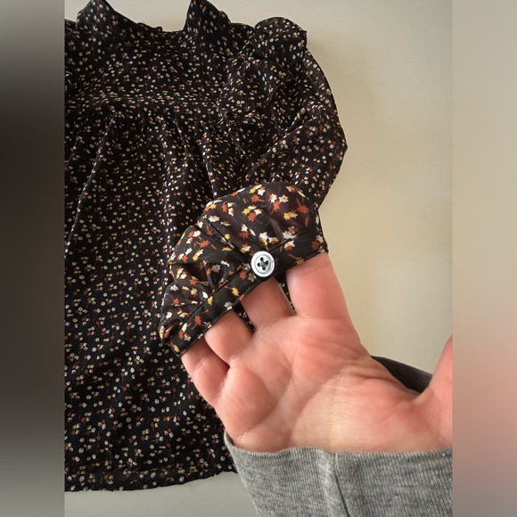 Madewell | Georgette Mockneck Ruffle-Yoke Puff-Sleeve Top | Women's Size XS - Picture 12 of 15